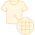 Outline of a t-shirt with a close-up of a grid pattern