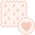 Pattern of crescent moons and a heart on a light pink background