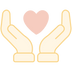 Two hands holding a pink heart